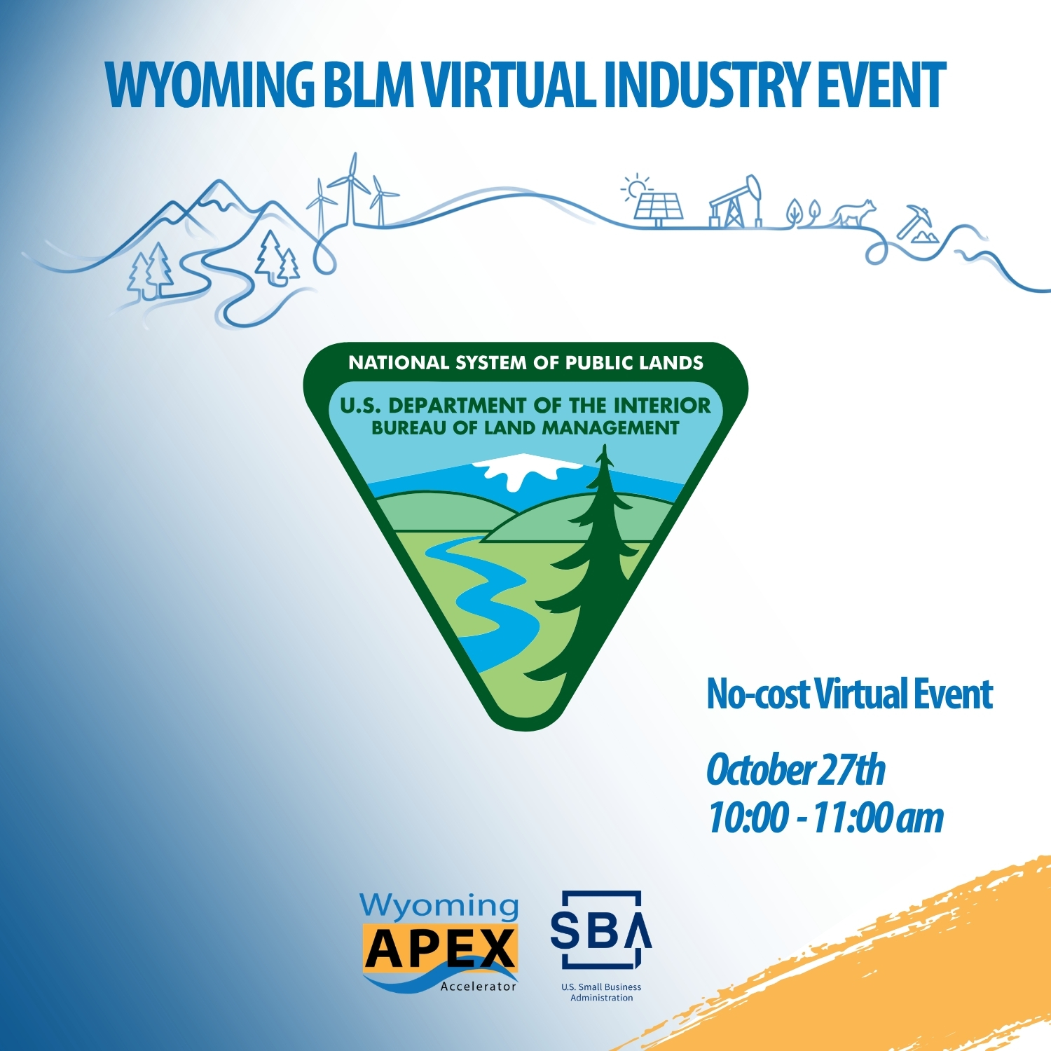 line drawing of industry icons of wyoming businesses