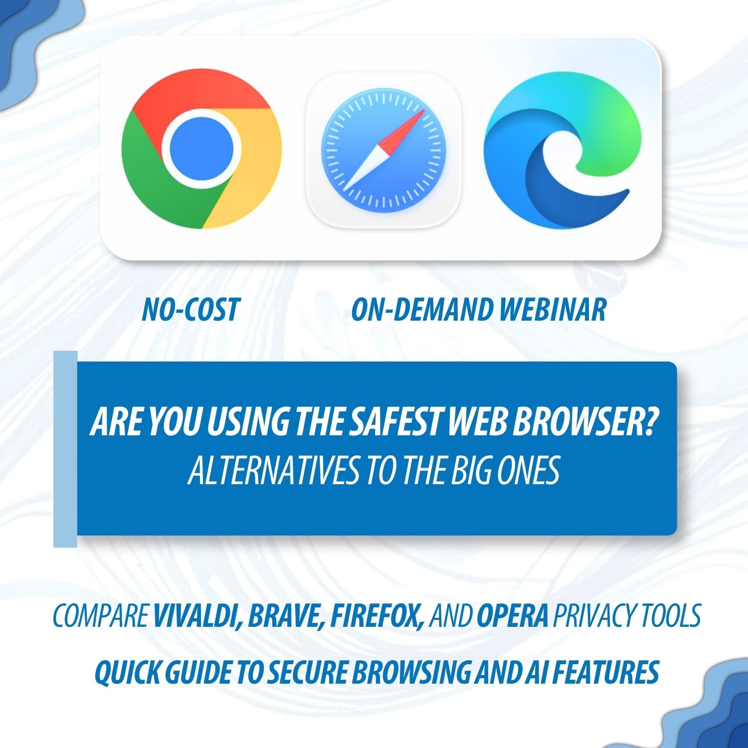 Chrome, Firefox, and safari browser logos