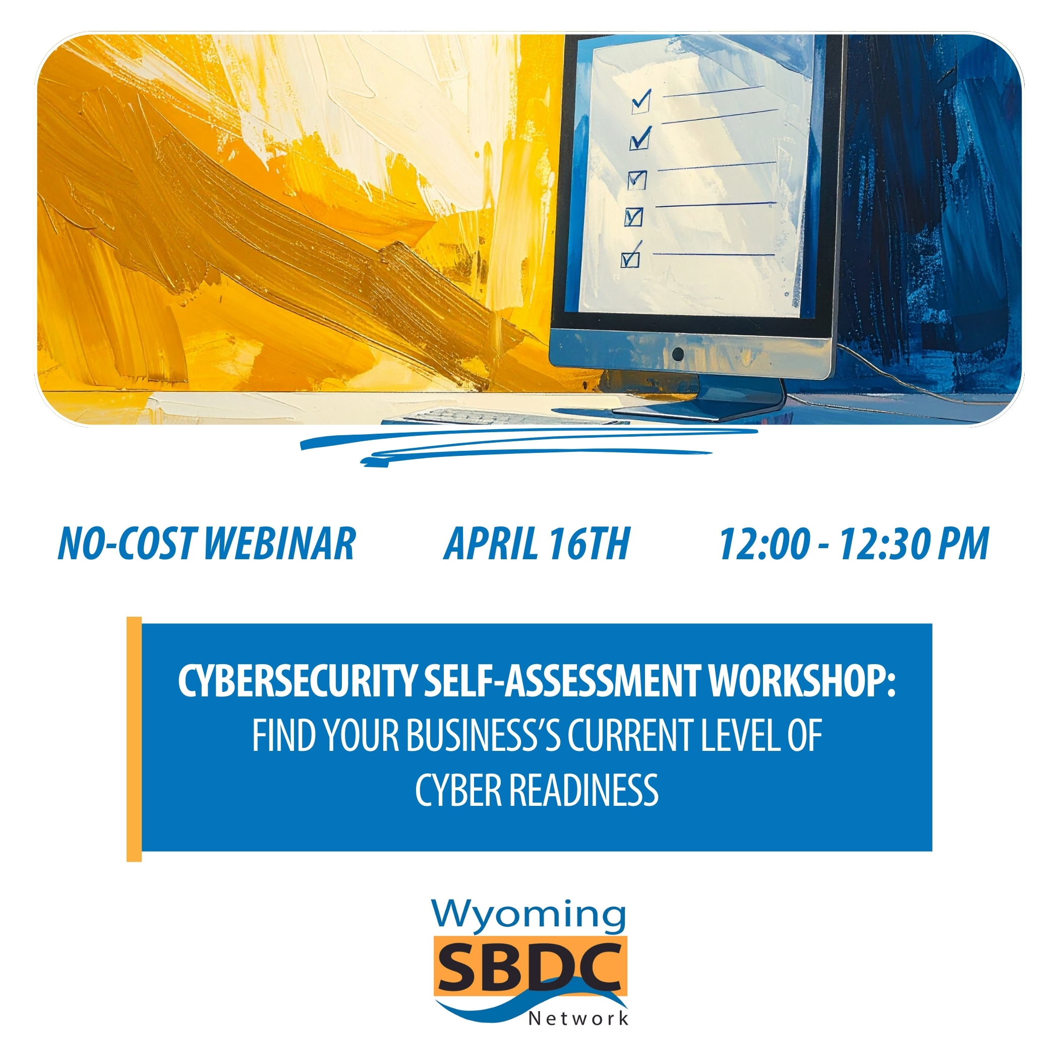cyber webinar graphic, computer checklist