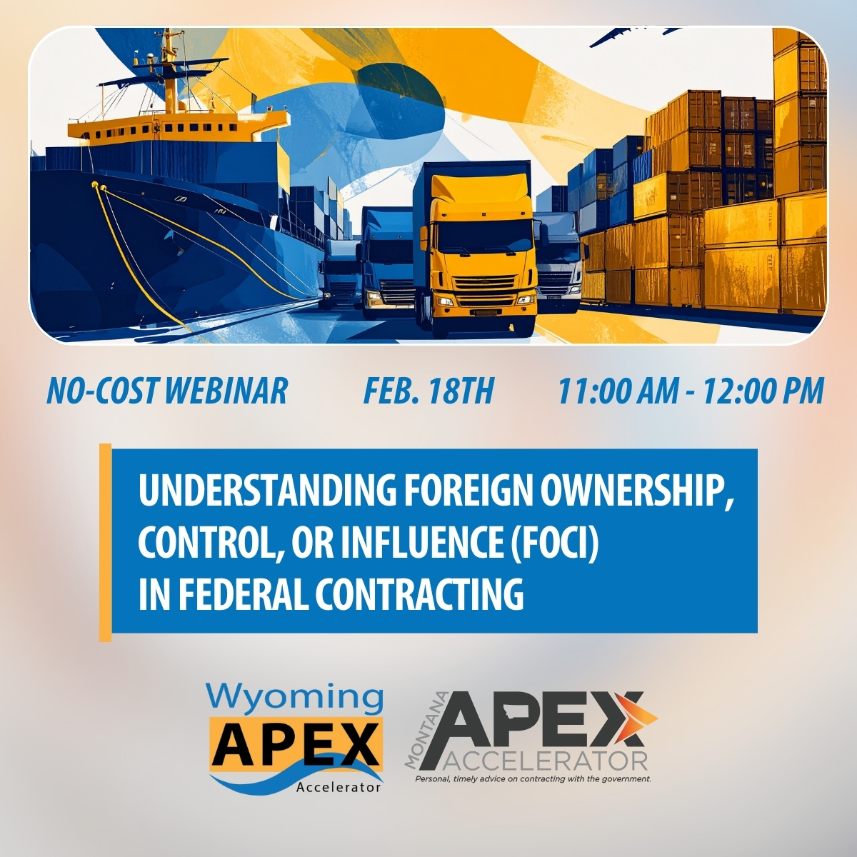 ship, trucks, cargo boxes, event info