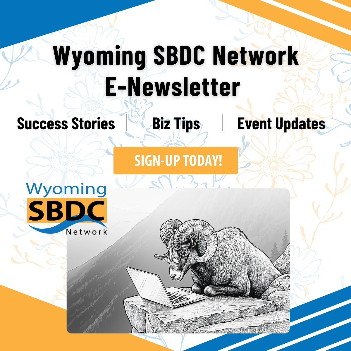 A big horn sheep wearing glasses sitting on a cliffside looking at a laptop