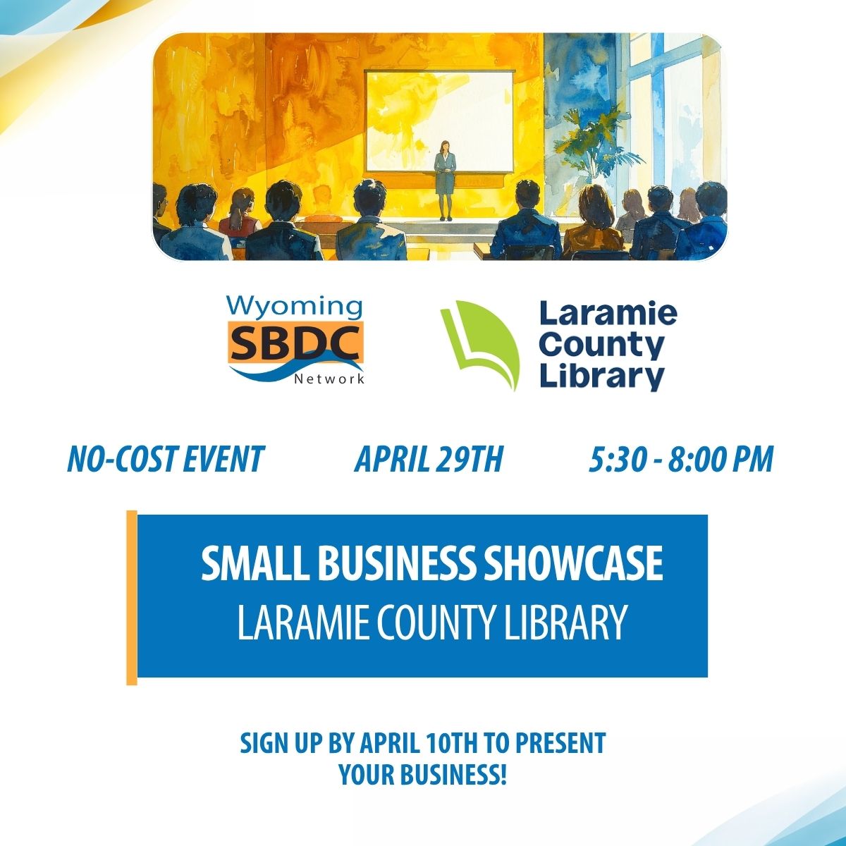 a woman presenting in front of a room, event details