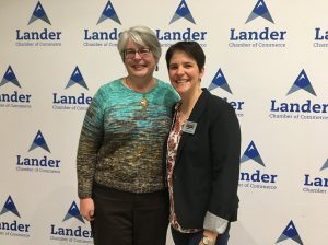 Carrie Johnson and Sarah Hamlin at the Lander Chamber of Commerce Awards.